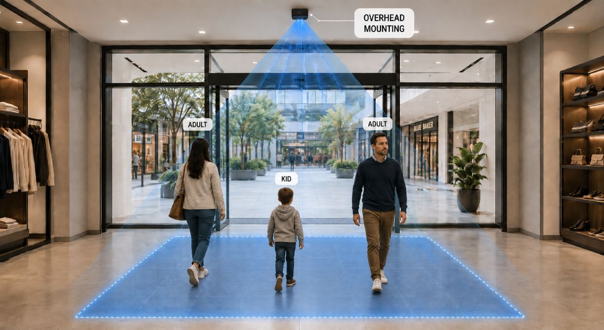 SensMax TAC-B EWP radarowy czujnik zliczania osób z montażem sufitowym