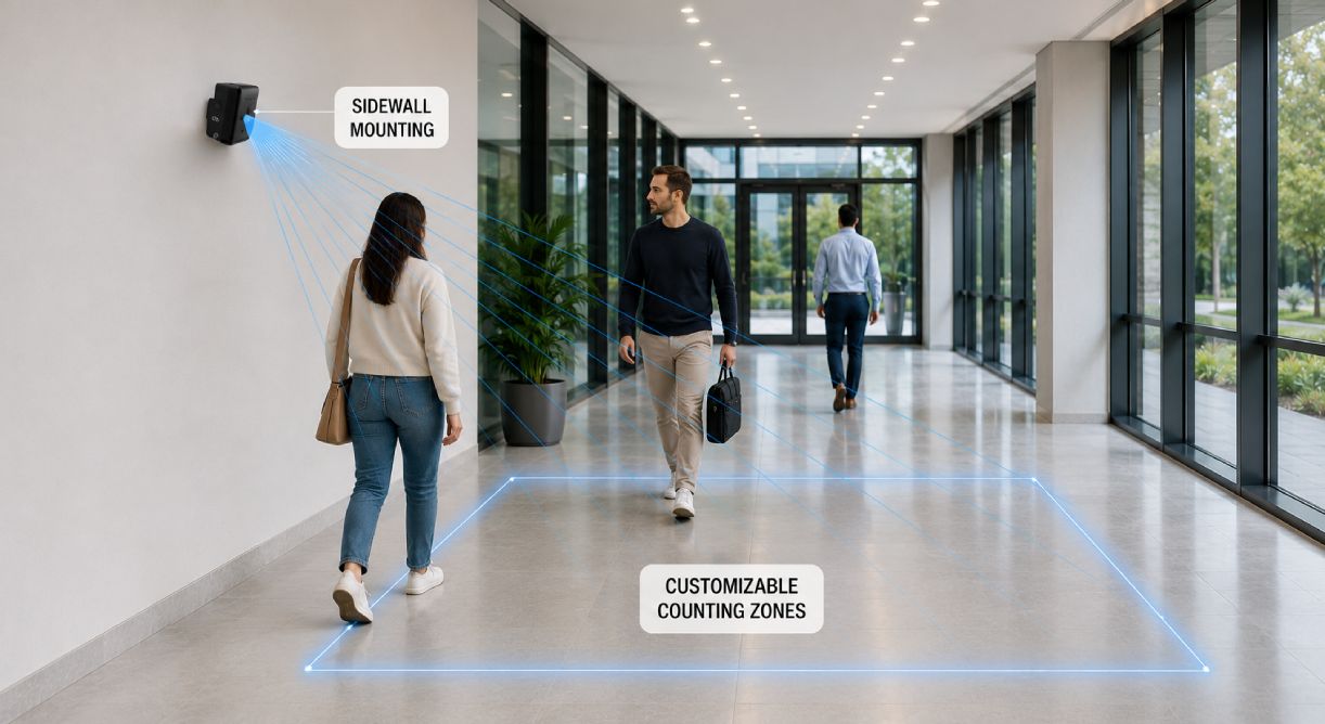 SensMax TAC-B EWP radarowy czujnik zliczania osób z montażem bocznym